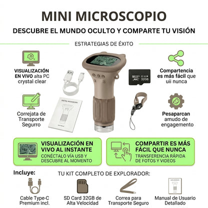 Microscopio de bolsillo para niños aumento 1000X